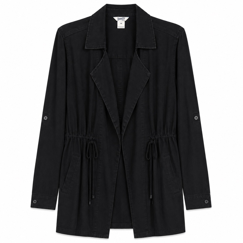 Duluth Trading Co Black Drawstring Waist‎ Utility Jacket XS